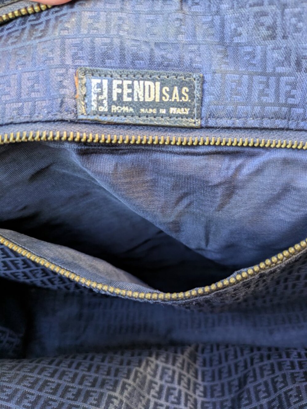 Authentic VTG Fendi Black Woven Leather Bag FF Logo 1970/80s Project Piece. - Picture 5 of 12